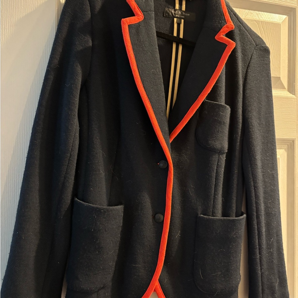 rag & bone Black Blazer with Red Trim